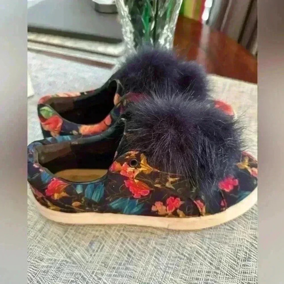 Sam Edelman Leya Pom Pom Platform Slip on Sneakers Floral Multicolor Size 7.5M - Picture 4 of 8